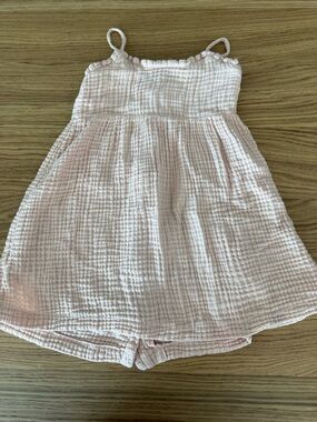 Frangin Frangine - Soft Pink Girls' Textured Summer Dress Cotton Gauze